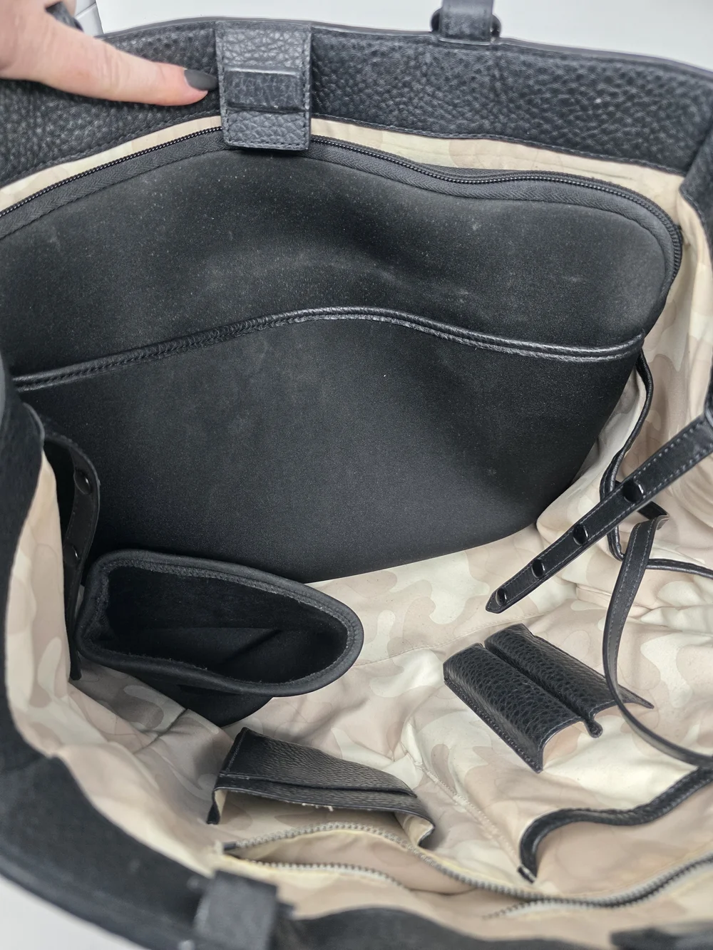 Dagne Dover Black Pebbled Leather Allyn Work Tote Laptop Bag With Shoe Bag